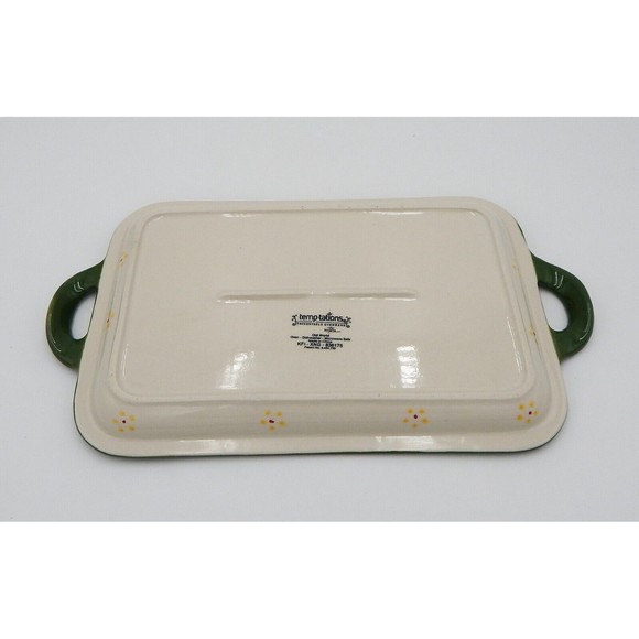 Temp-Tations By Tara Old World Green 13 Inch Rectangular Handled Platter - Picture 6 of 9